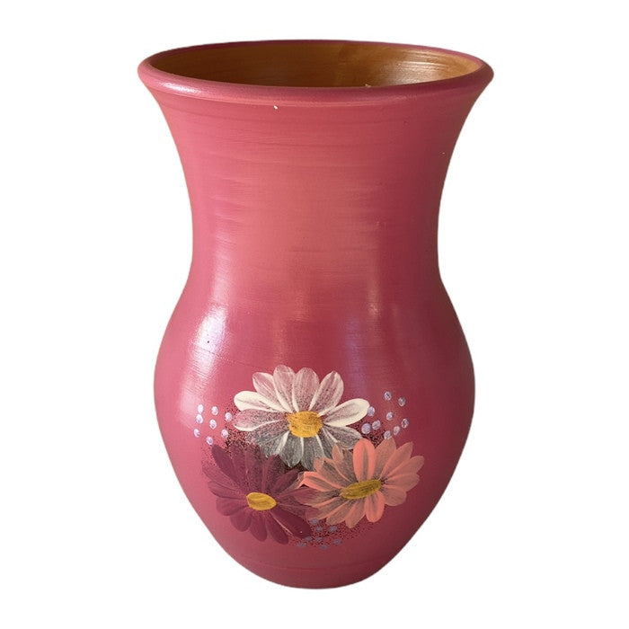 Vaza ceramica fuchsia,cu margarete